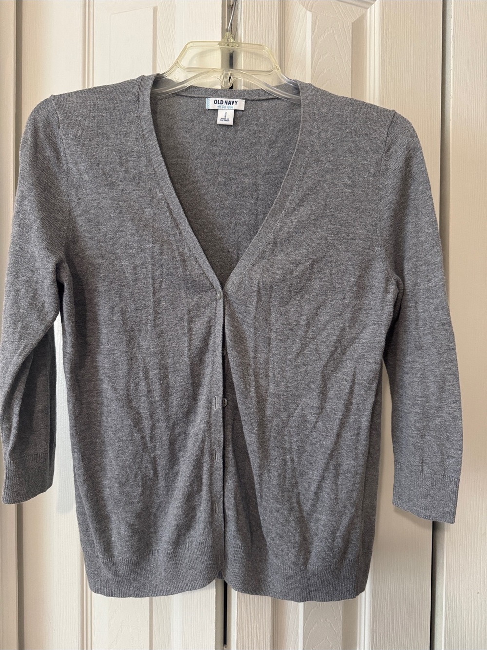 Old Navy Gray V-Neck Lightweight Button Cardigan
